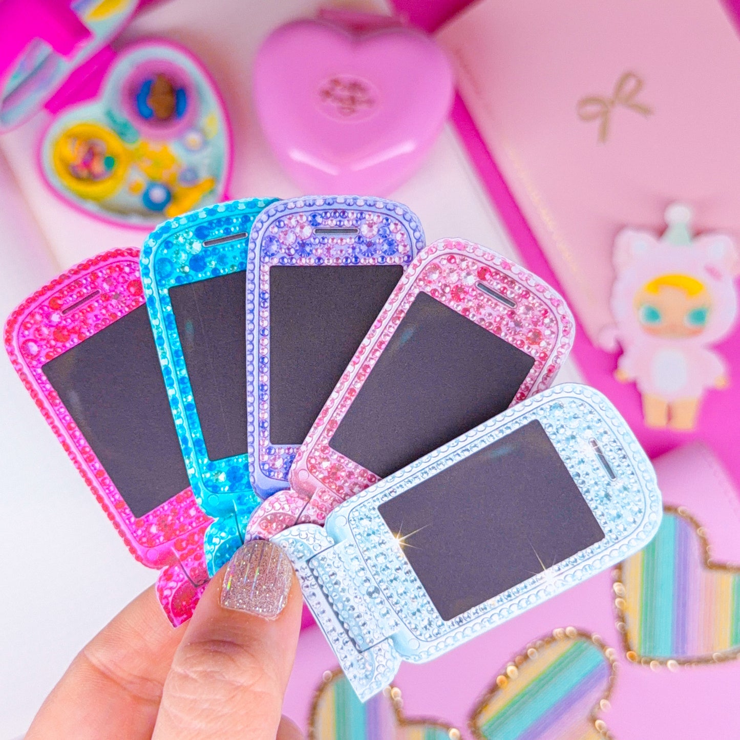 Journaling Paper Sticker - Bedazzled Flip Phone Sticker SET