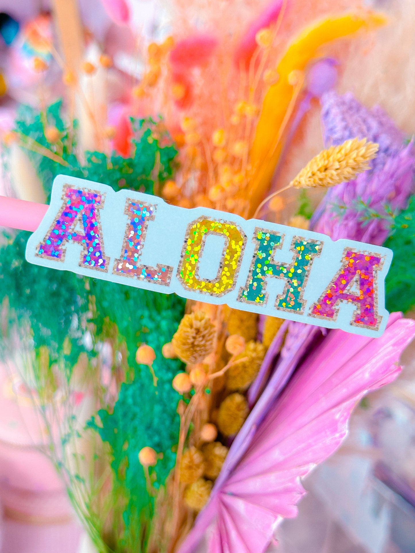 *DOLLAR DEALS* Waterproof Sticker - Varsity Letter "ALOHA"