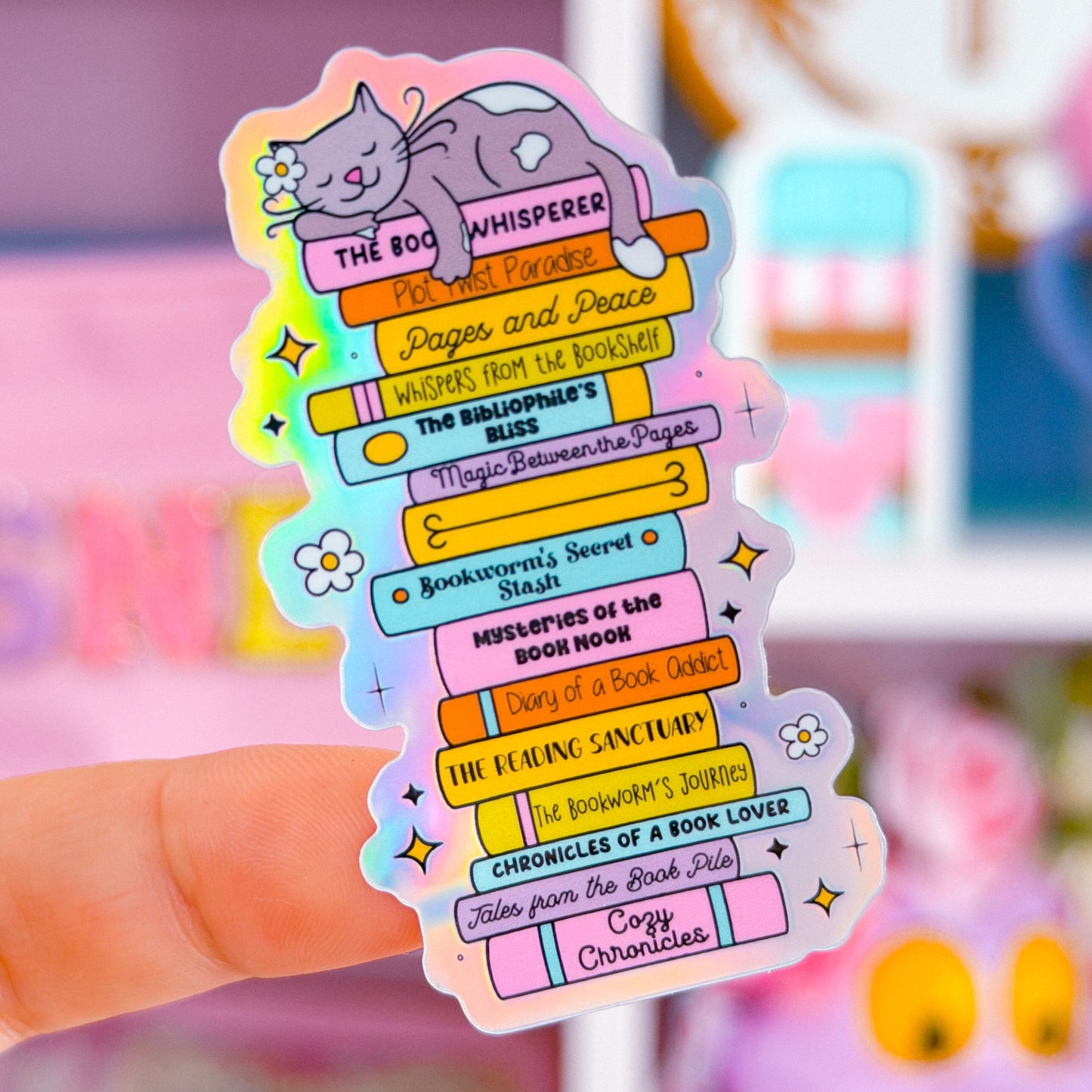 Waterproof Sticker - Rainbow Book Stack
