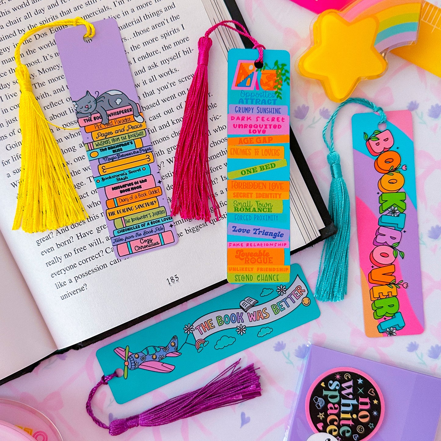 Metal Bookmark - Rainbow Book Stack