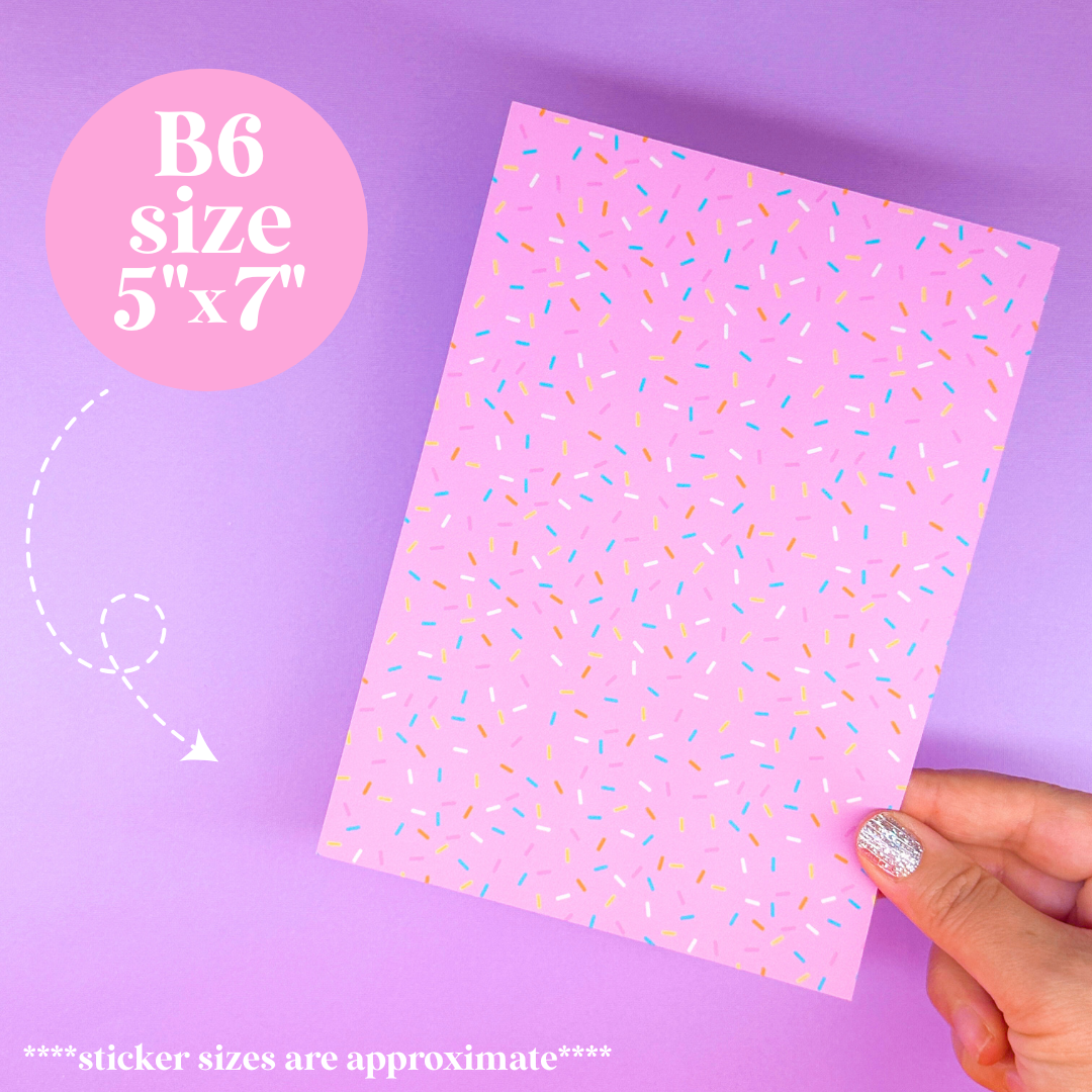 Journaling Paper Sticker - 5x7 Full Page Background Stickers (Sweets Shop)