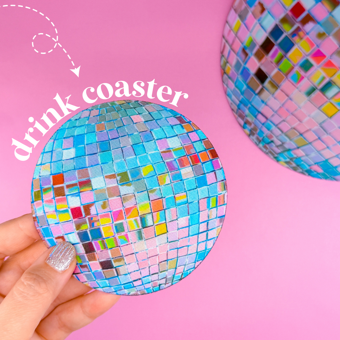 NEW! Mousepad + Coaster - Pink Disco Ball