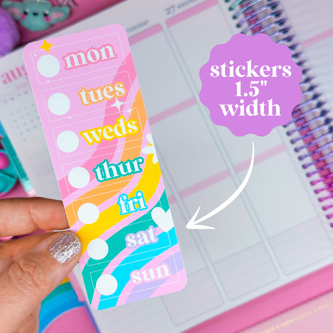 Vertical Planner Stickers (Standard 1.5") - Lil' Rainbow Bubus