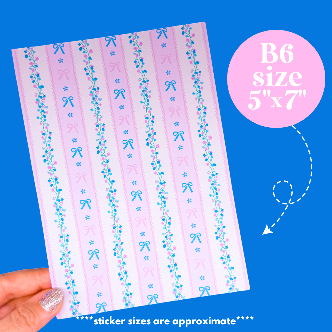 Journaling Paper Sticker - 5x7 Full Page Background Stickers (Bunny Coquette)