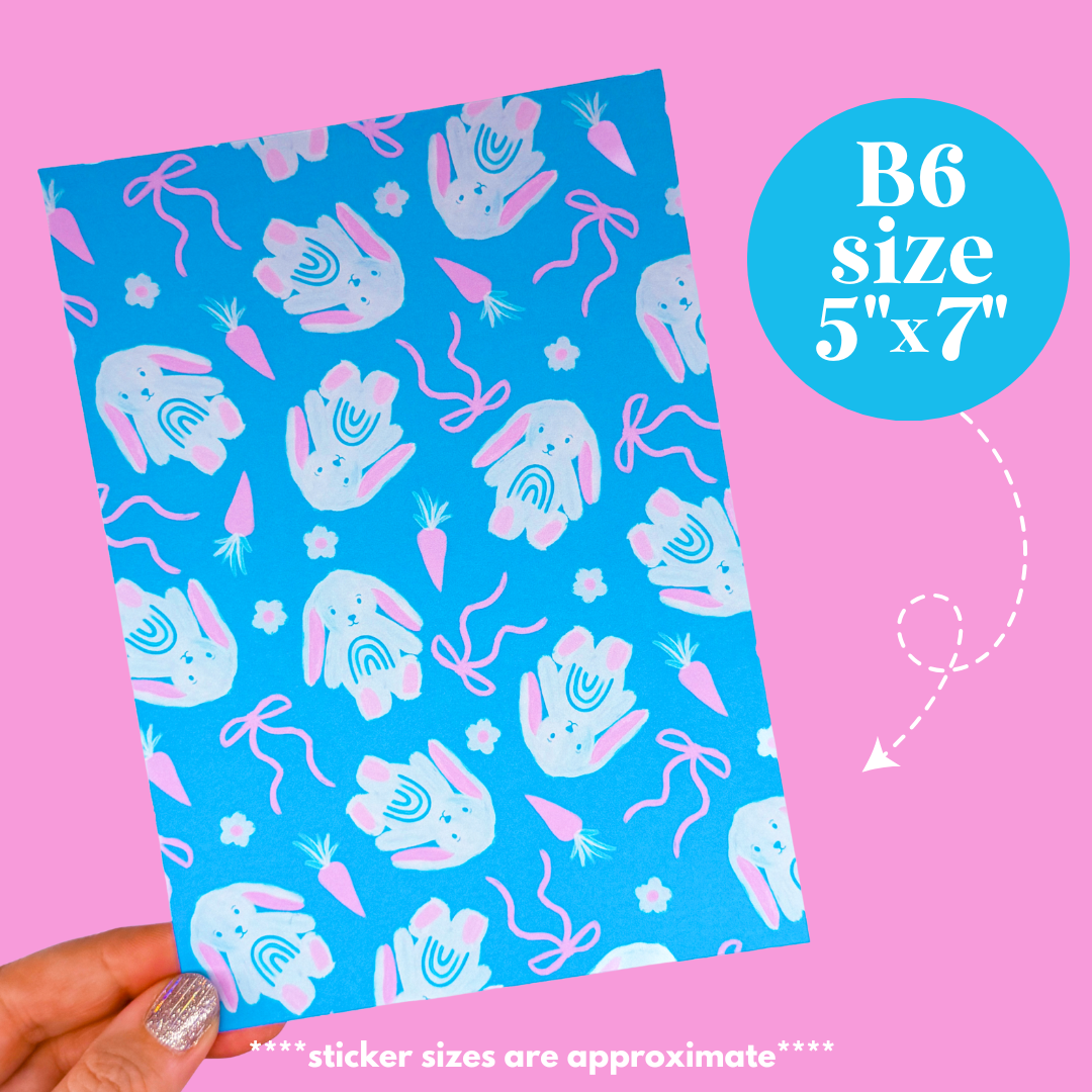 Journaling Paper Sticker - 5x7 Full Page Background Stickers (Bunny Coquette)