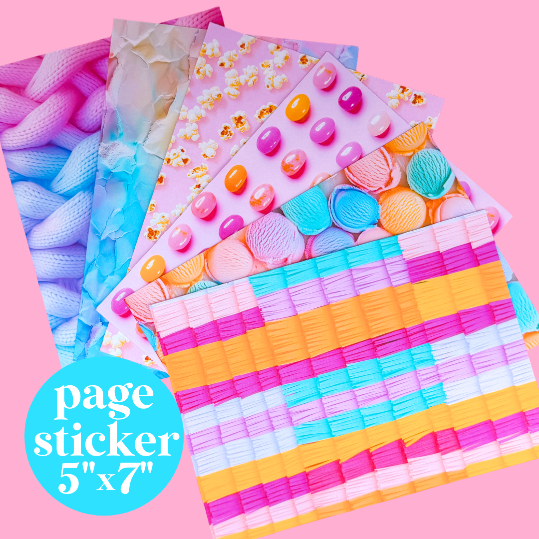 Journaling Paper Sticker - 5x7 Full Page Background Stickers (Funky Realism)