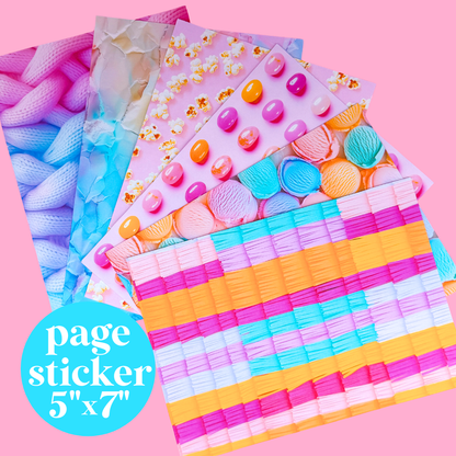 Journaling Paper Sticker - 5x7 Full Page Background Stickers (Funky Realism)