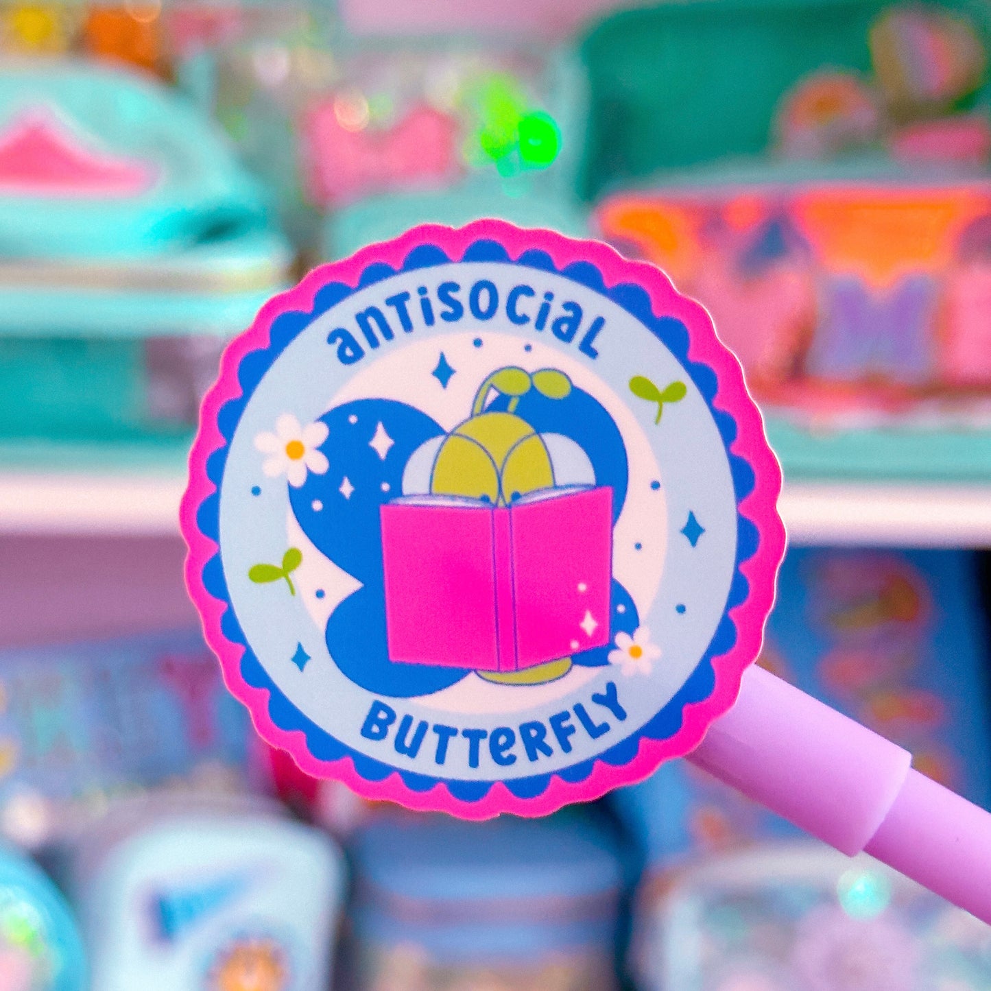 Waterproof Sticker - Antisocial Butterfly Badge