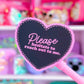 Waterproof Sticker - Please Hesitate Heart (Black)