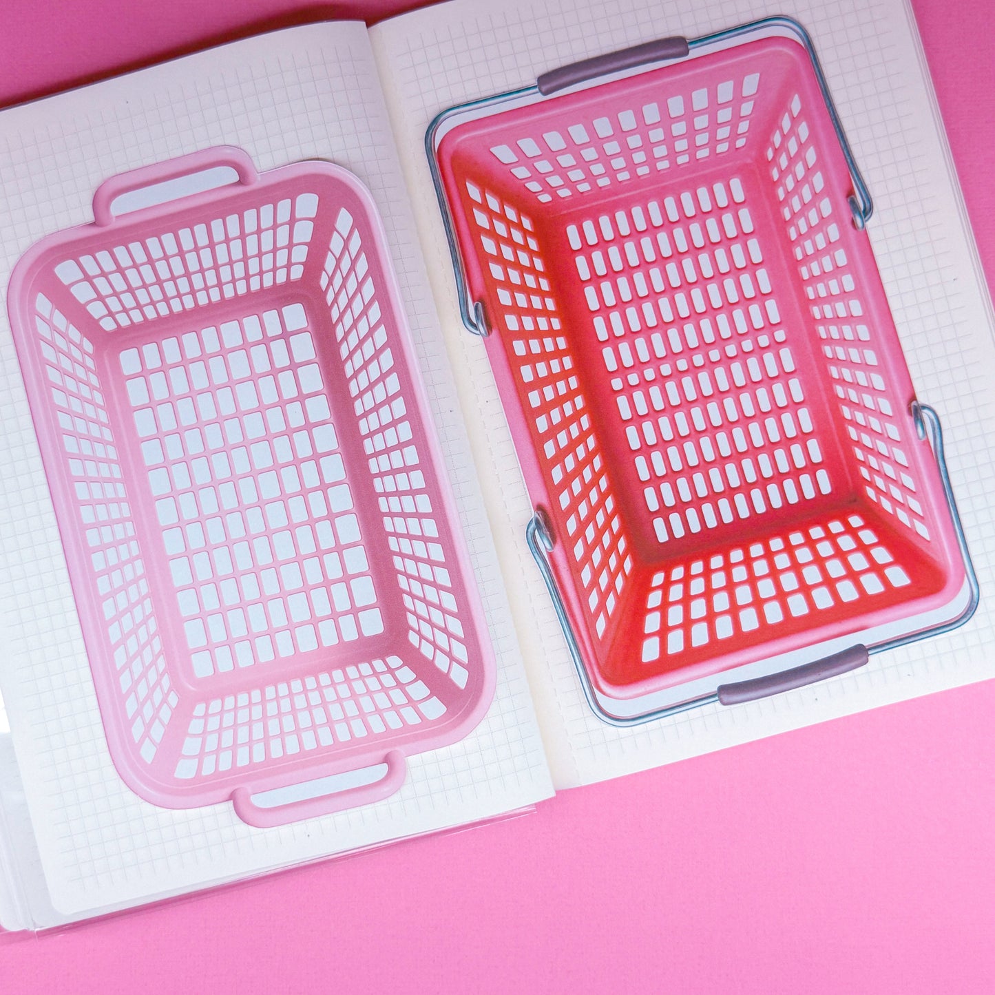 Journaling Paper Sticker - Pink Shopping Baskets Sticker SET