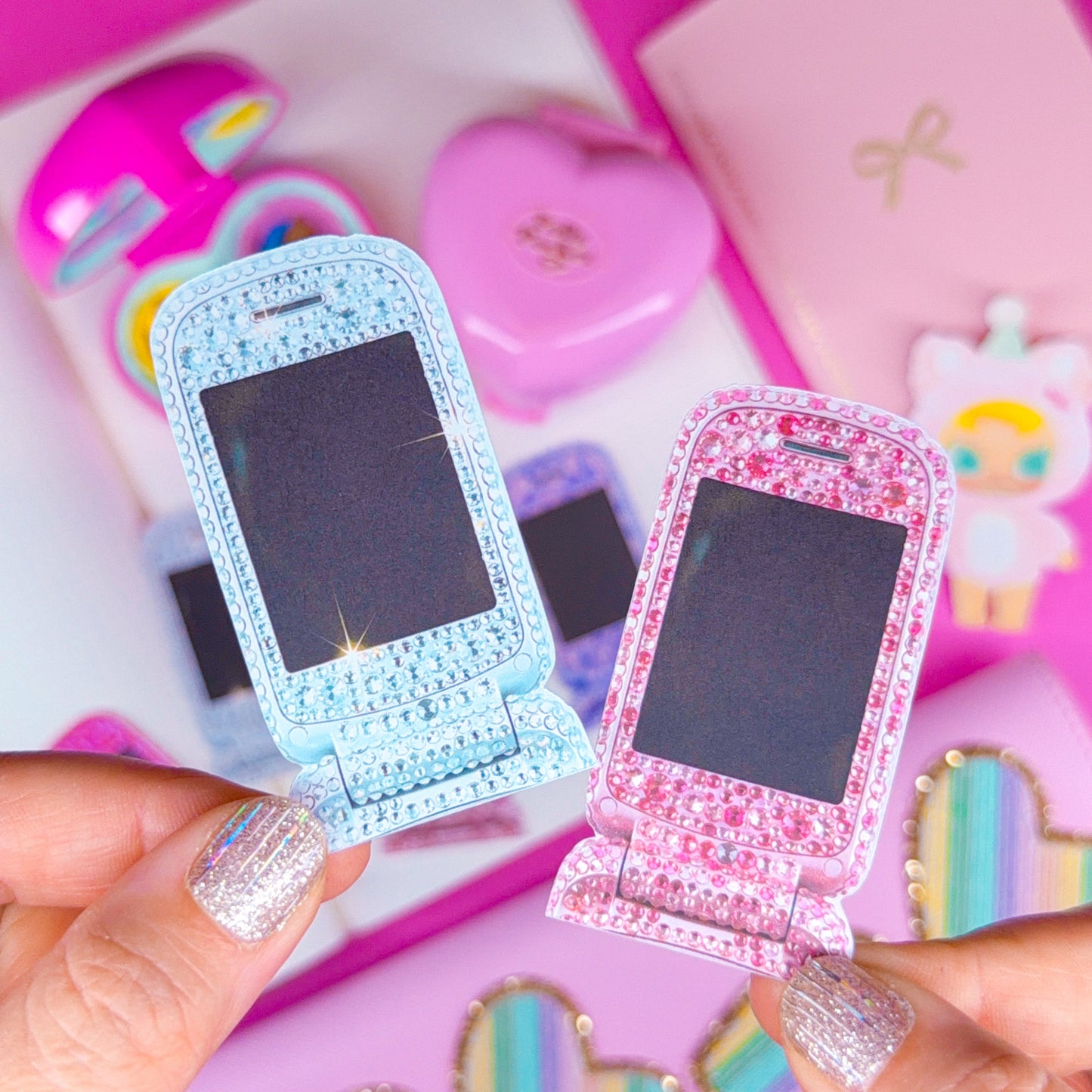 Journaling Paper Sticker - Bedazzled Flip Phone Sticker SET