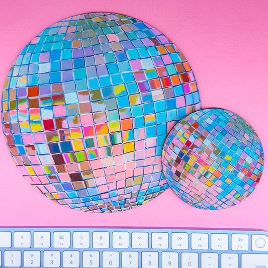 NEW! Mousepad + Coaster - Pink Disco Ball