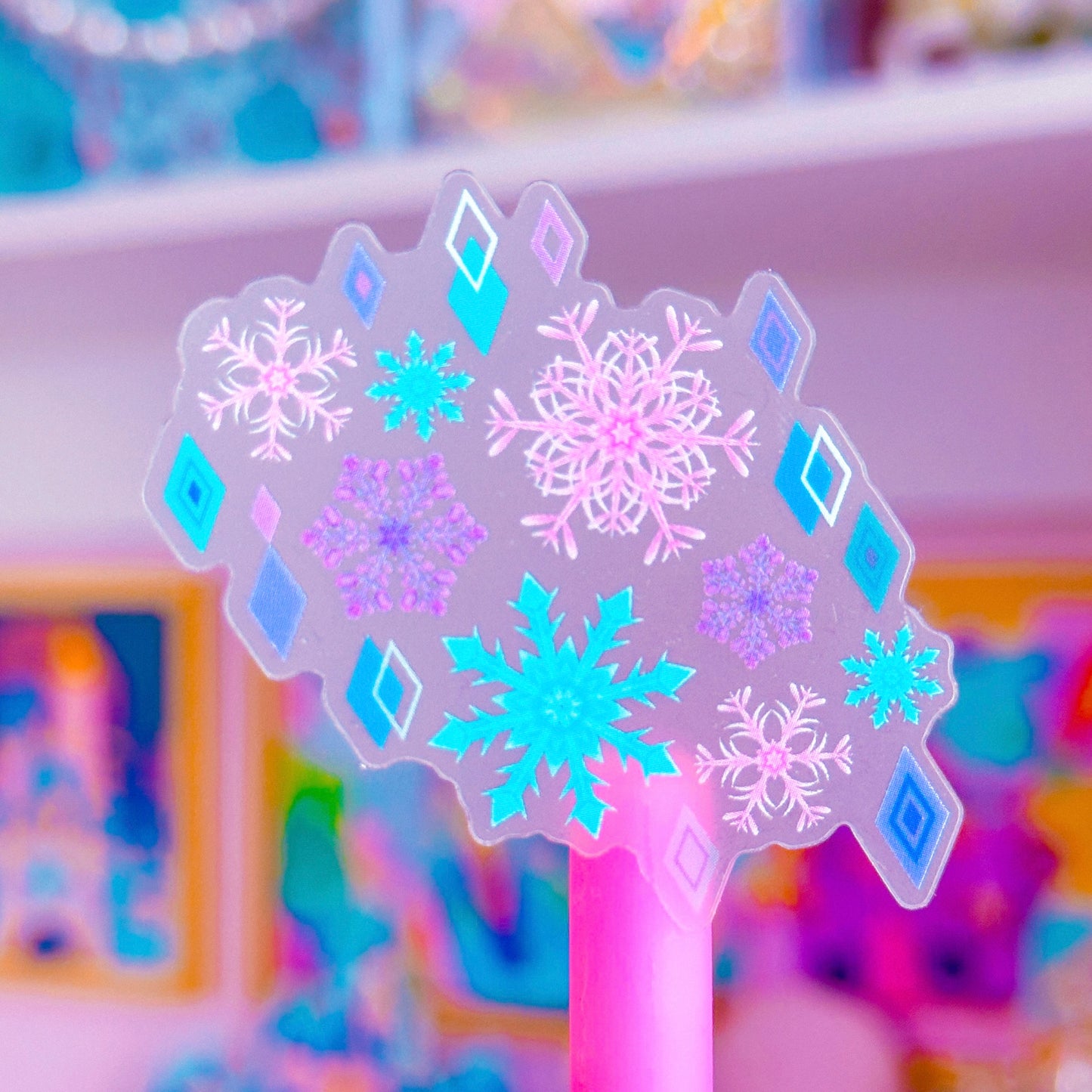 *DOLLAR DEAL* Waterproof Sticker - (Frozen) Pastel Snowflakes
