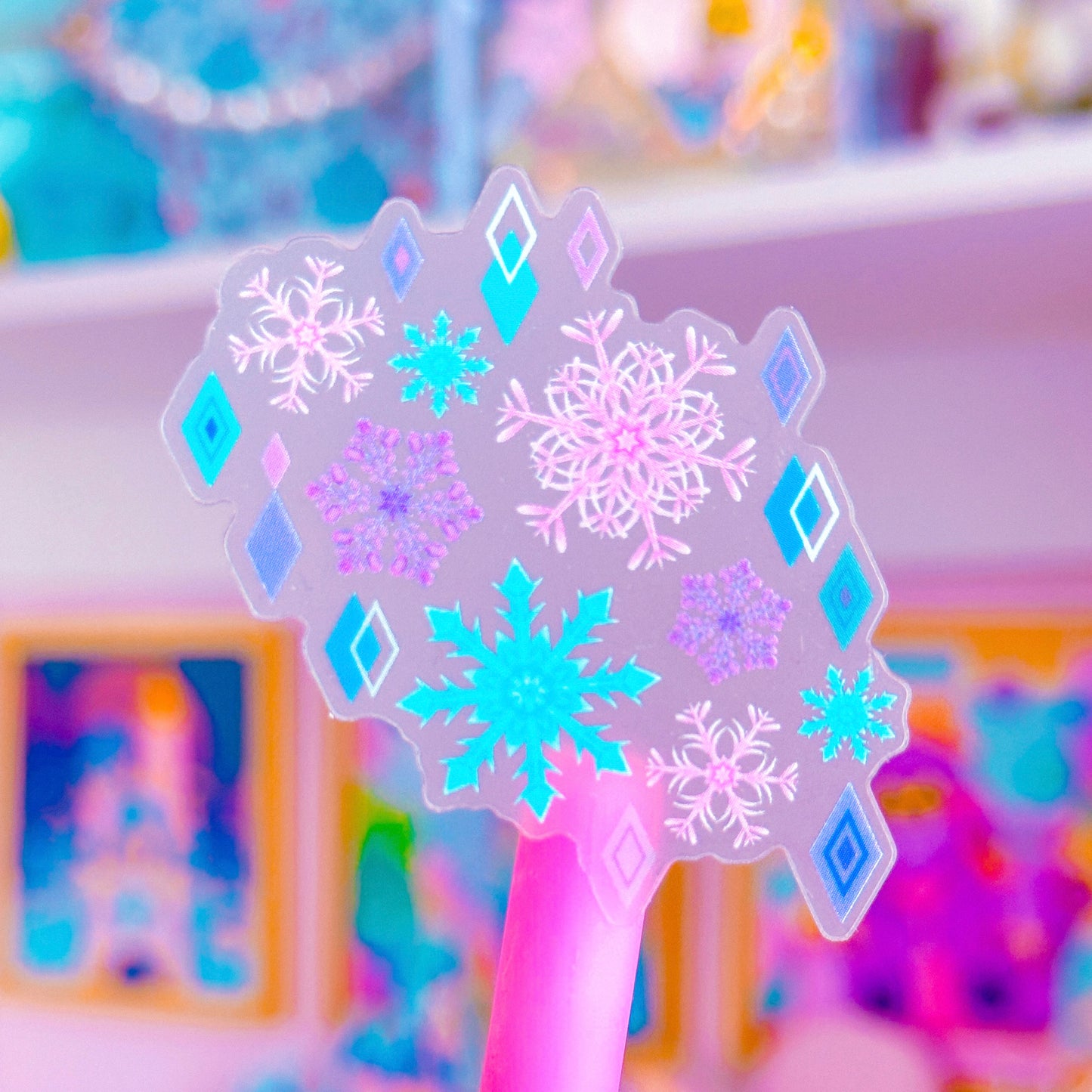 *DOLLAR DEAL* Waterproof Sticker - (Frozen) Pastel Snowflakes