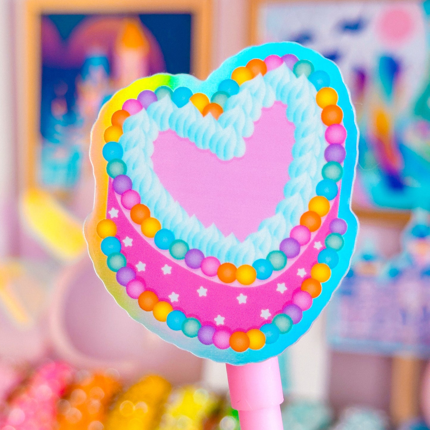 Waterproof Sticker - Birthday Heart Cake