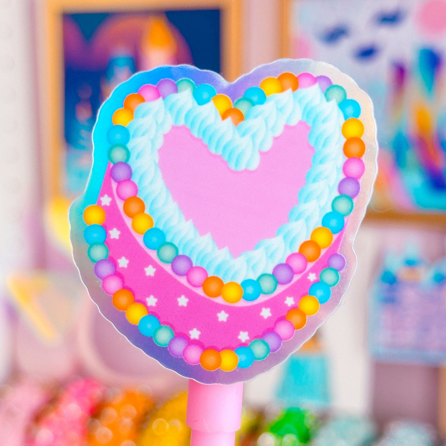 Waterproof Sticker - Birthday Heart Cake