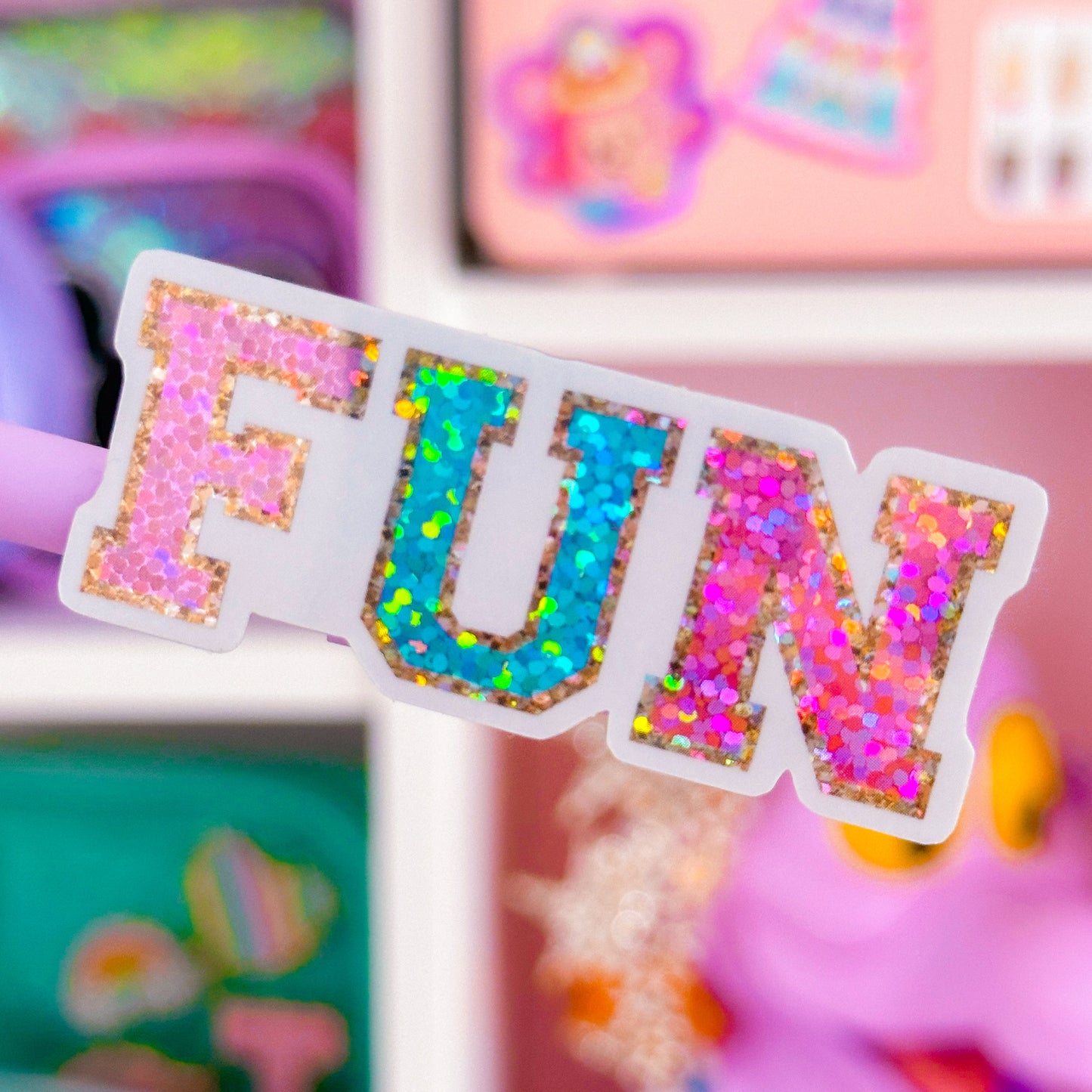 Waterproof Sticker - Varsity Letter "FUN"