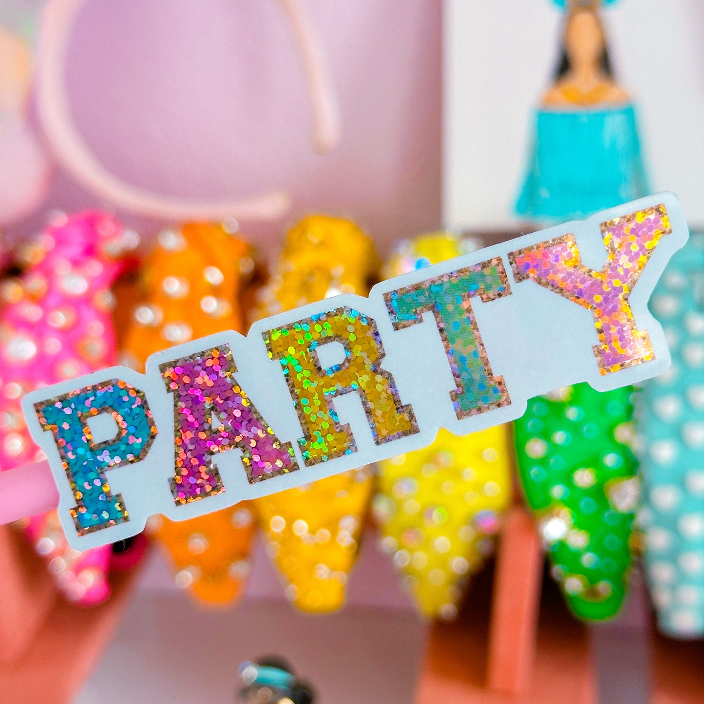 Waterproof Sticker - Varsity Letter "PARTY"