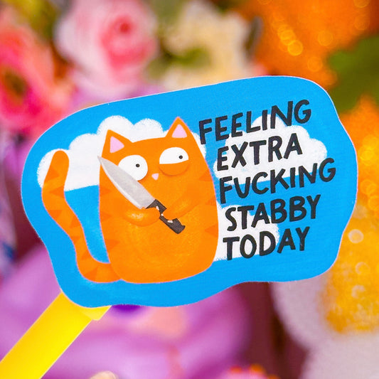 *PRE-ORDER RESTOCK - SHIPS APRIL 10* Waterproof Sticker - Stabby Cat