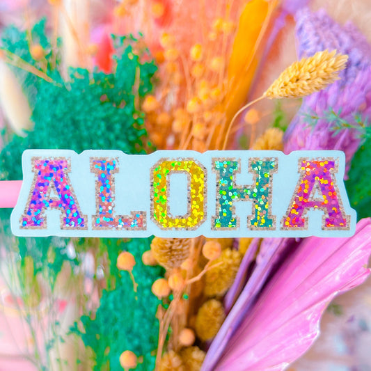 *DOLLAR DEALS* Waterproof Sticker - Varsity Letter "ALOHA"