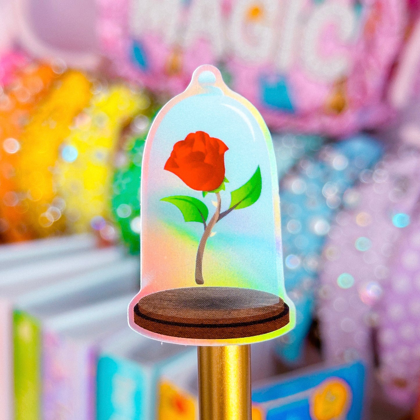 *DOLLAR DEAL* Waterproof Sticker - (Belle) XS Glass Rose