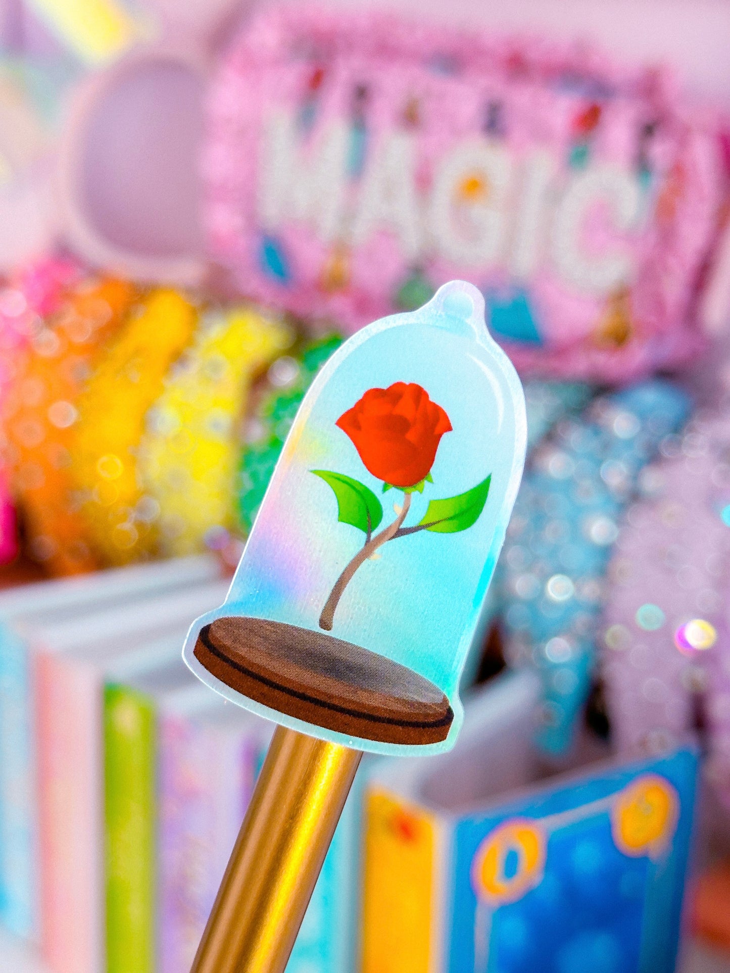 *DOLLAR DEAL* Waterproof Sticker - (Belle) XS Glass Rose
