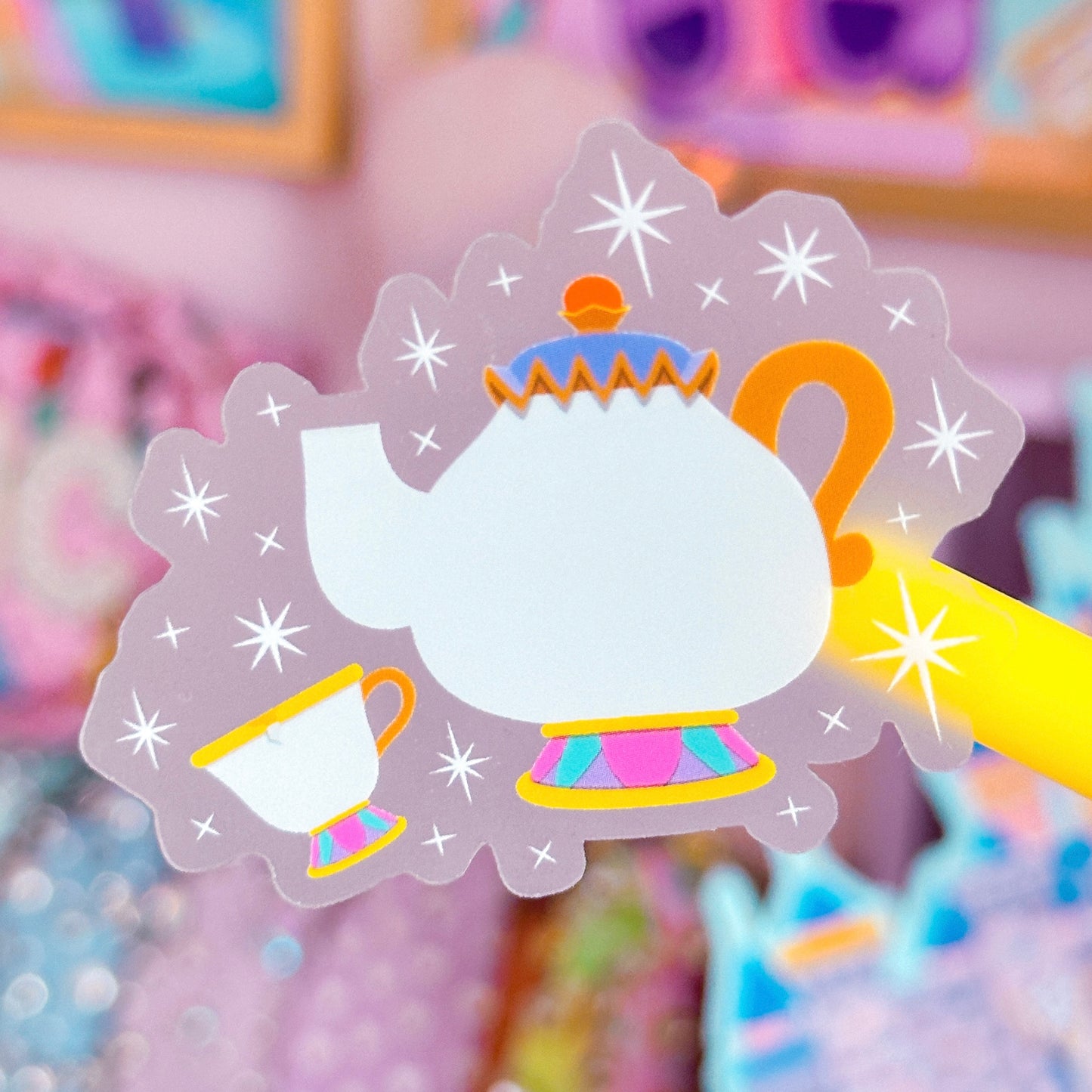 *DOLLAR DEAL* Waterproof Sticker - (Belle) Castle Friends (Teapots)