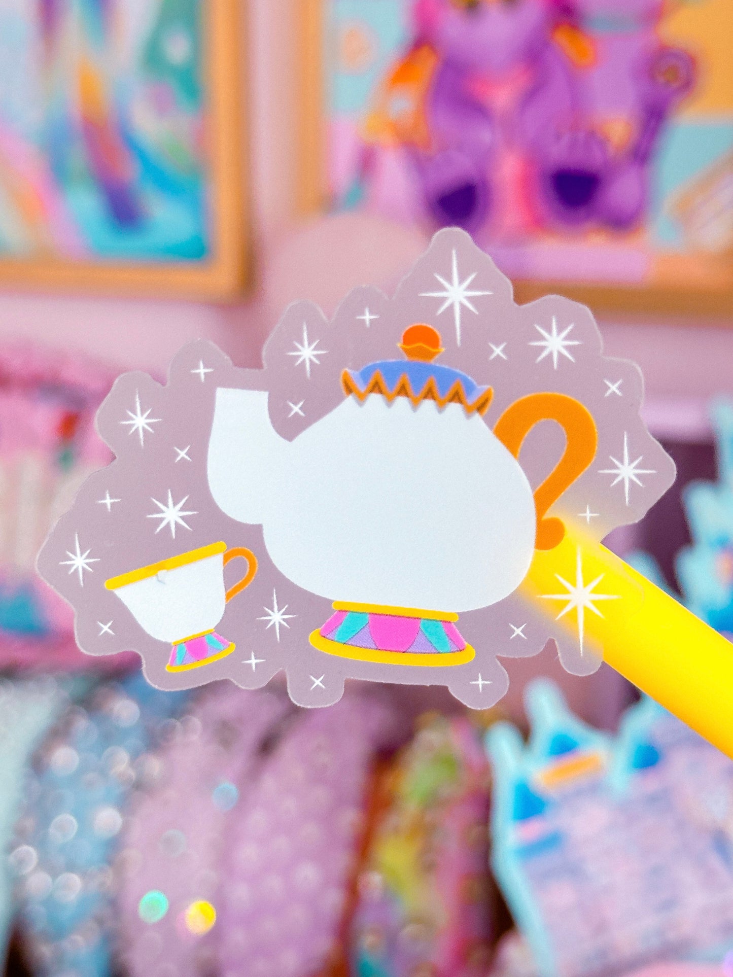 *DOLLAR DEAL* Waterproof Sticker - (Belle) Castle Friends (Teapots)