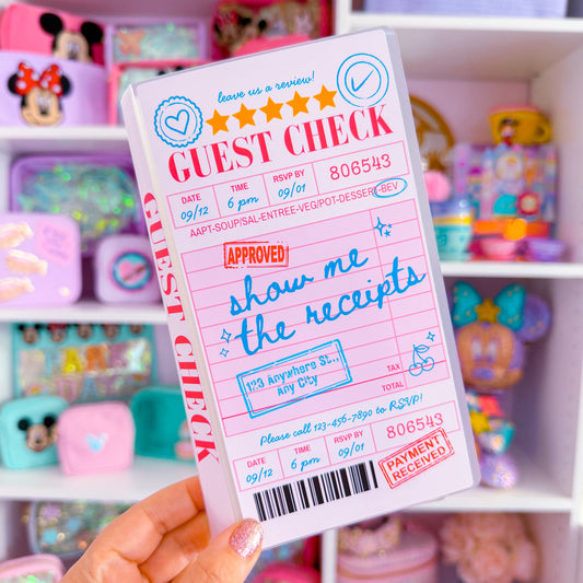 3.5x7.5 Junk Journal Storage Book - Guest Check (PINK)