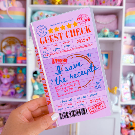 3.5x7.5 Junk Journal Storage Book - Guest Check (PURPLE)