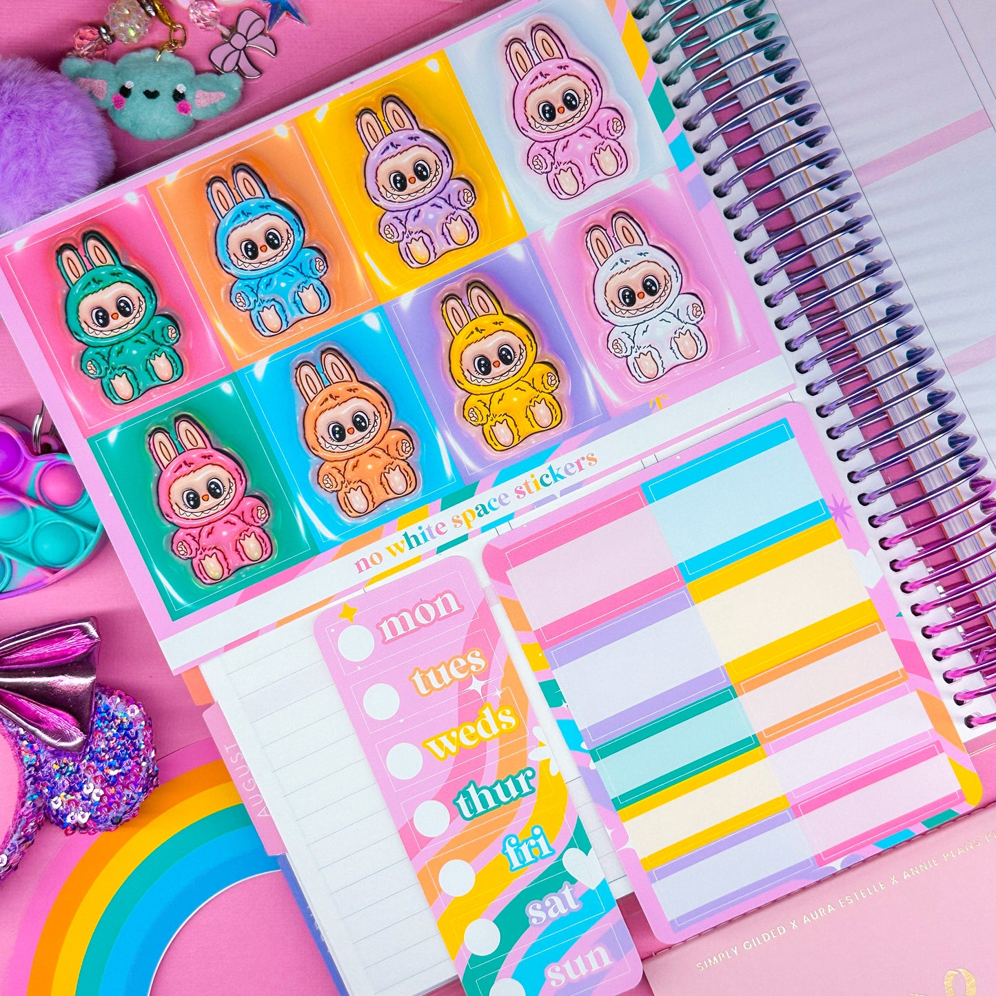 Vertical Planner Stickers (Standard 1.5") - Lil' Rainbow Bubus