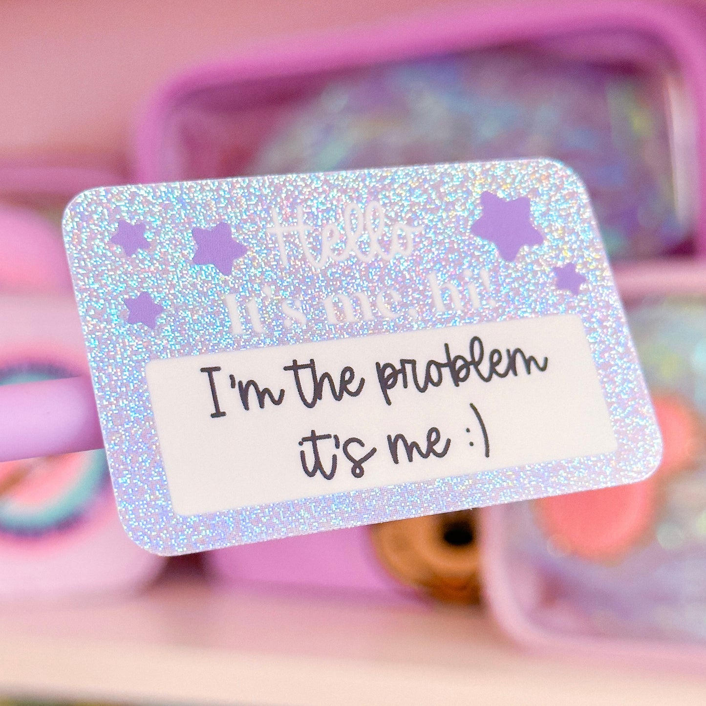 *DOLLAR DEALS* Waterproof Sticker - Hello Nametag (Purple)