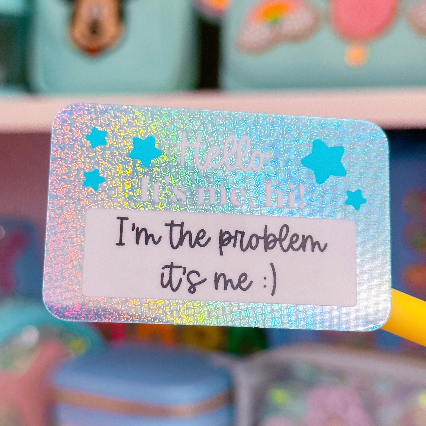 *DOLLAR DEALS* Waterproof Sticker - Hello Nametag (Blue)