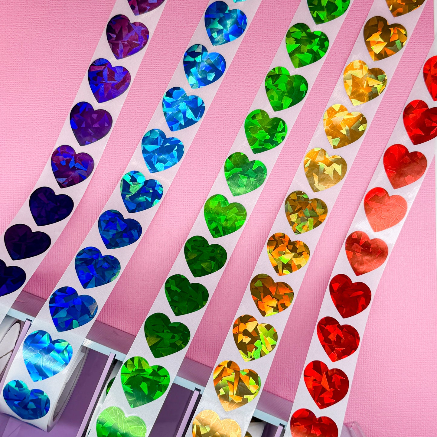 JUNK JOURNAL - Hearts Roll Stickers (4" to 6" each)