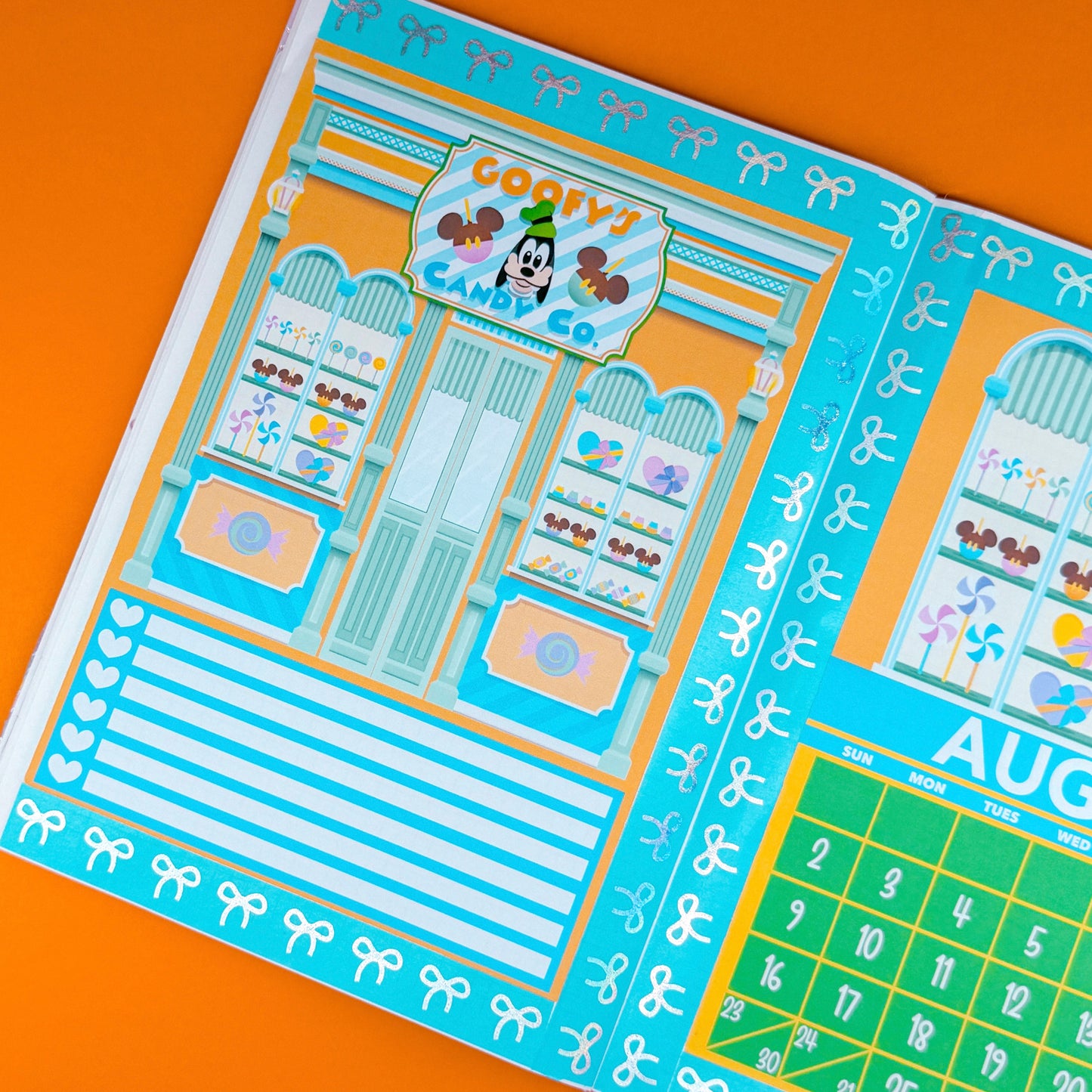 5x7 Full Page Sticker - 2026 August Calendar & Storefront (Goofy's Candy)