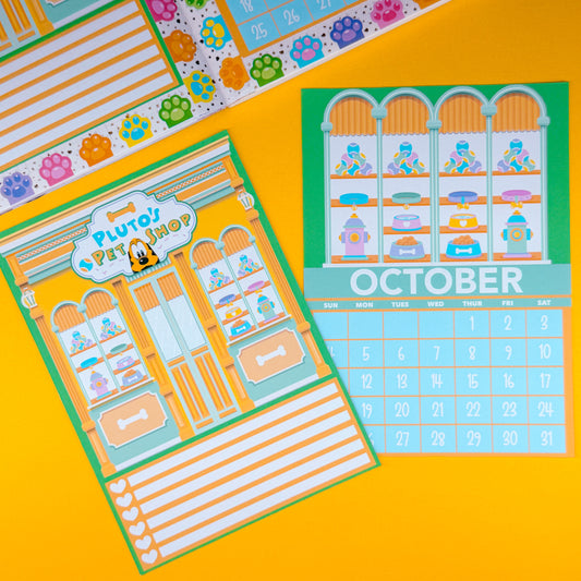 5x7 Full Page Sticker - 2026 October Calendar & Storefront (Pluto's Pets)