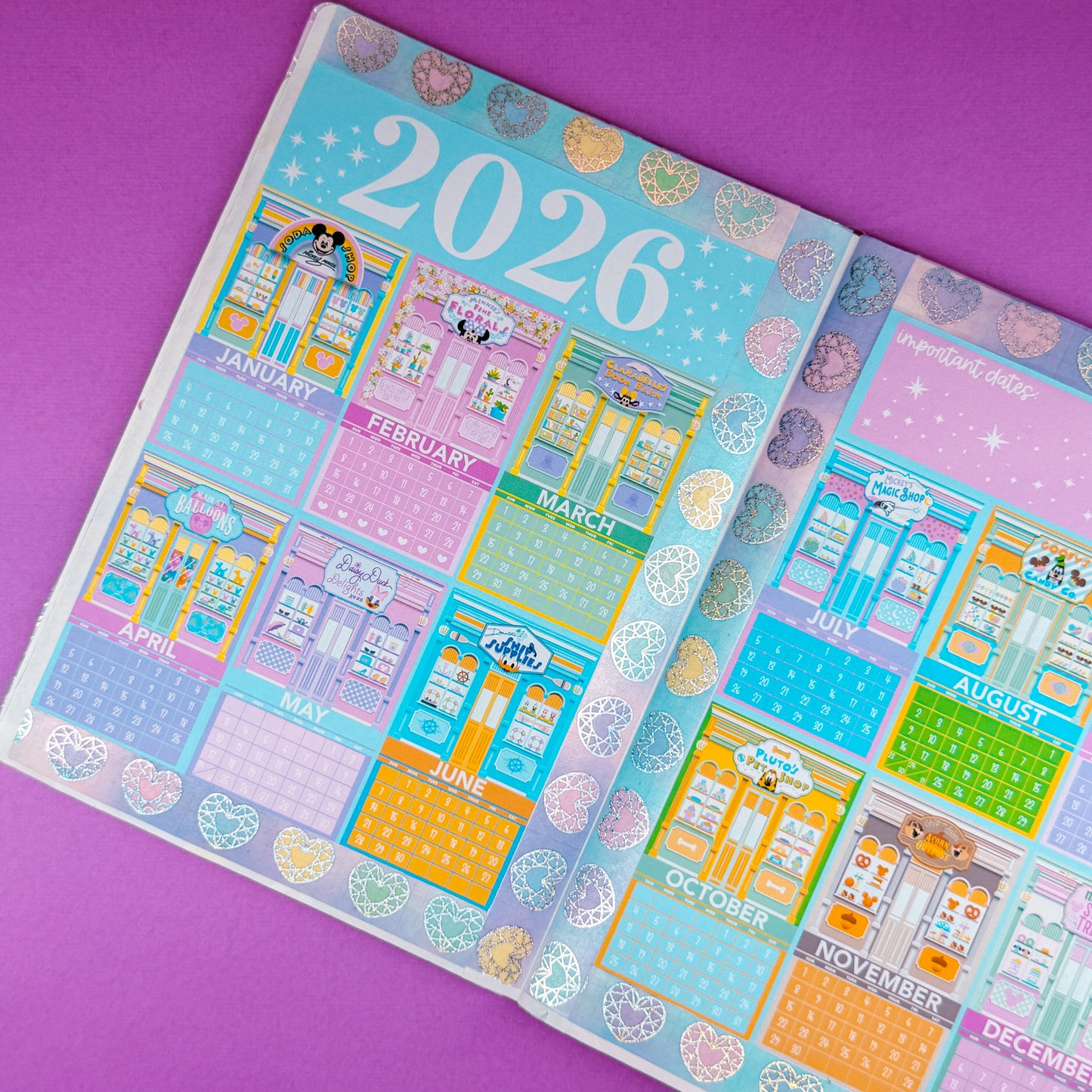 2026 Calendar Storefronts Collection - 5x7 Full Page Sticker Set (YEAR on 2 Pages)