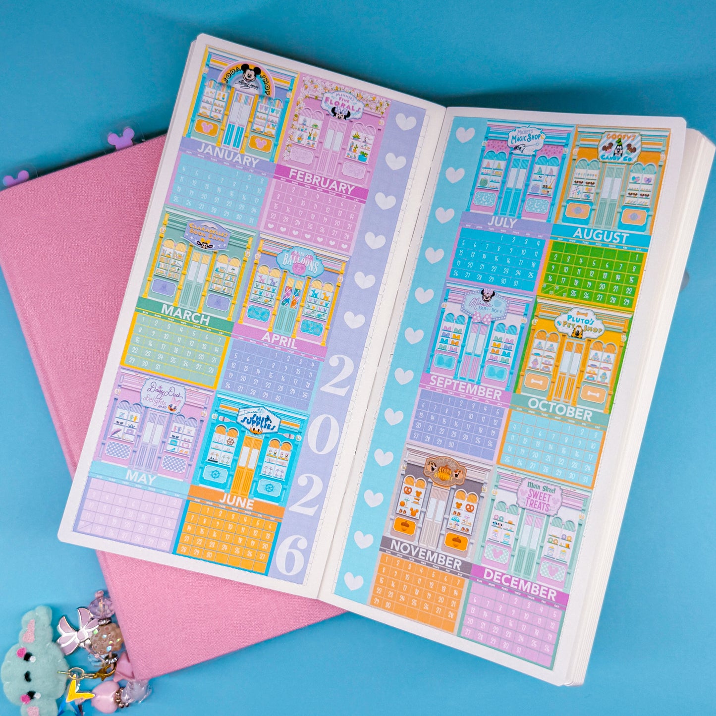 2026 Calendar Storefronts Collection - WEEKS Full Page Sticker (YEAR on 2 Pages)