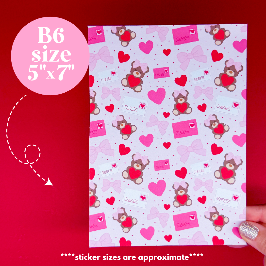 Journaling Paper Sticker - 5x7 Full Page Background Stickers (Beary Sweet)