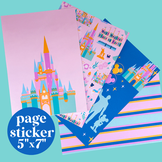 Journaling Paper Sticker - 5x7 Full Page Background Stickers (WDW Patterns)