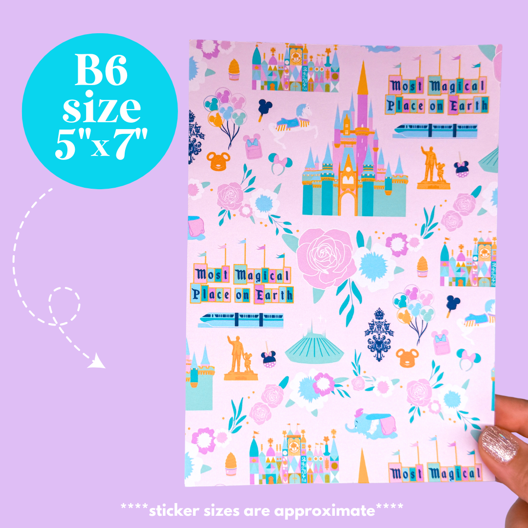 Journaling Paper Sticker - 5x7 Full Page Background Stickers (WDW Patterns)