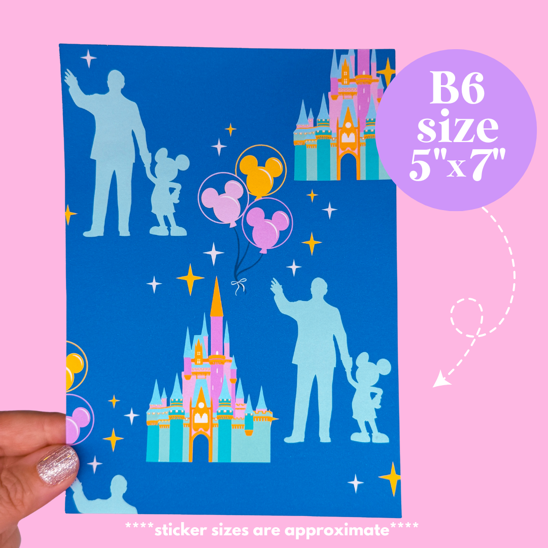 Journaling Paper Sticker - 5x7 Full Page Background Stickers (WDW Patterns)