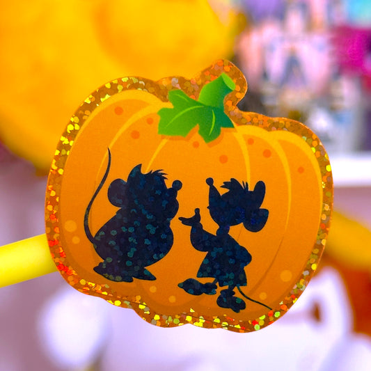 *DOLLAR DEAL* Waterproof Sticker - (Cinderella) Pumpkin + Mice